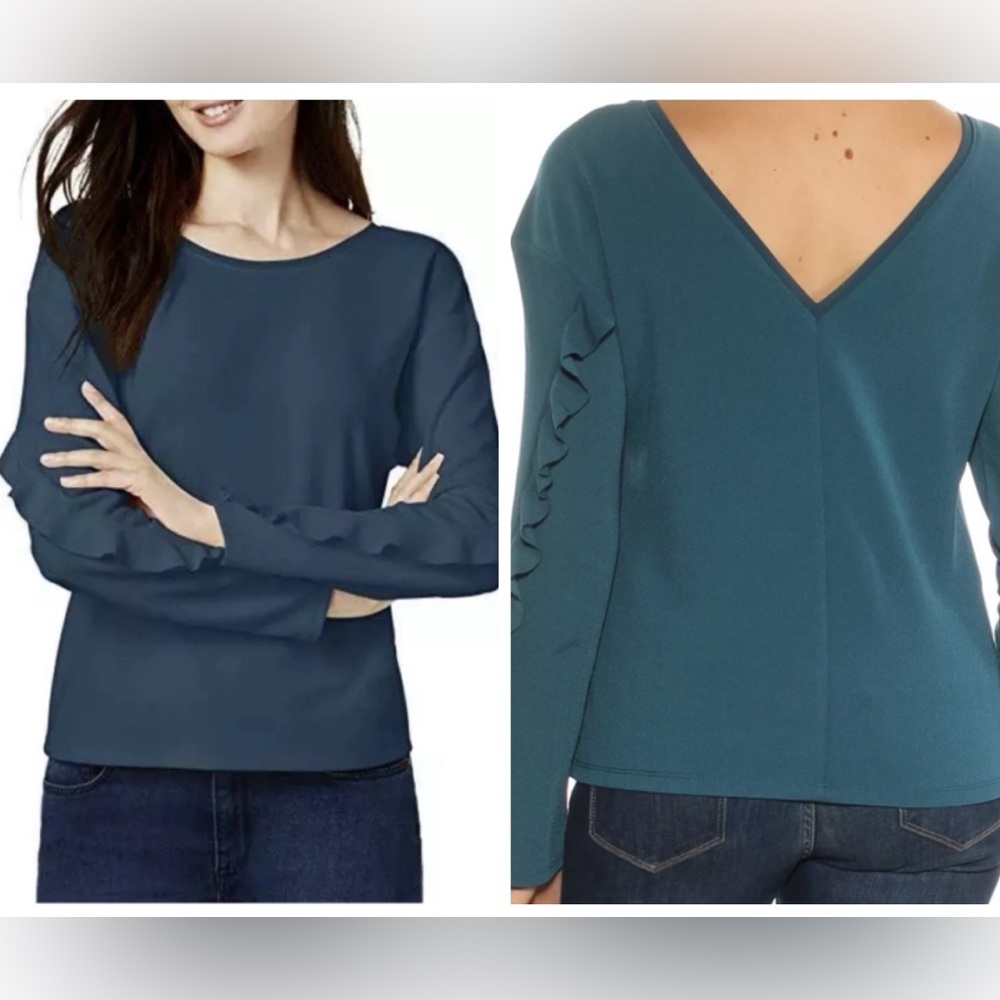 BAR III Ruffled Long Sleeve Pullover Top M NWT